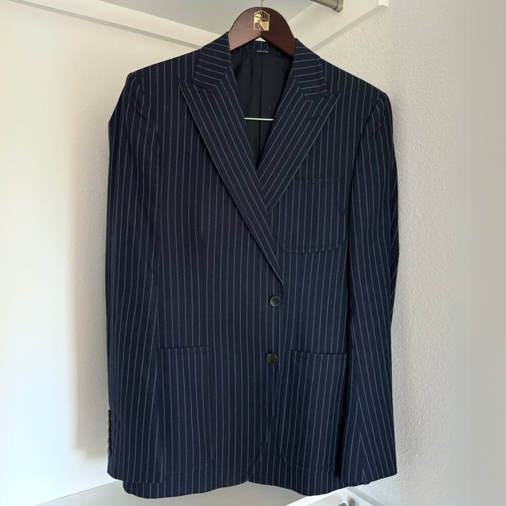 Gucci Men's Navy Pinstripe Blazer - Size 50R
